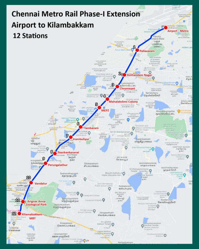 chennai metro Airport-Kilambakkam line map