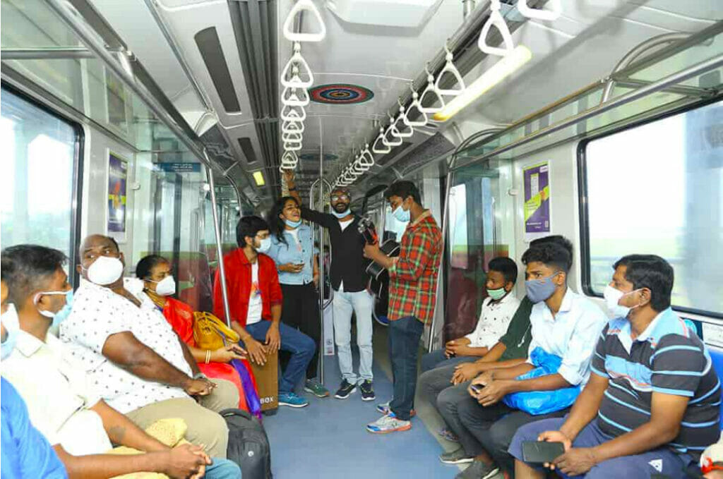 chennai metro coach with passengers