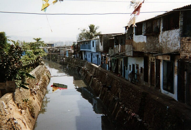 view of a nullah near a slum
