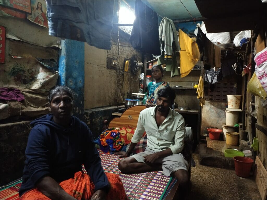A house of two family in a dilapidated building in Kannappar Thidal,Chennai
