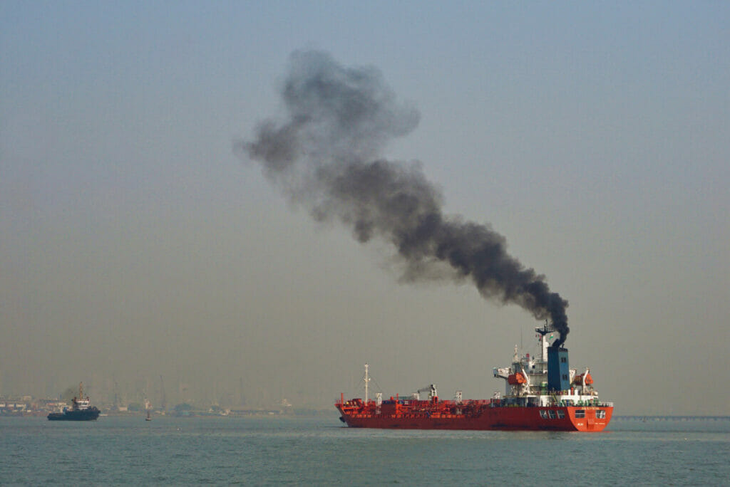 An oil tanker at sea