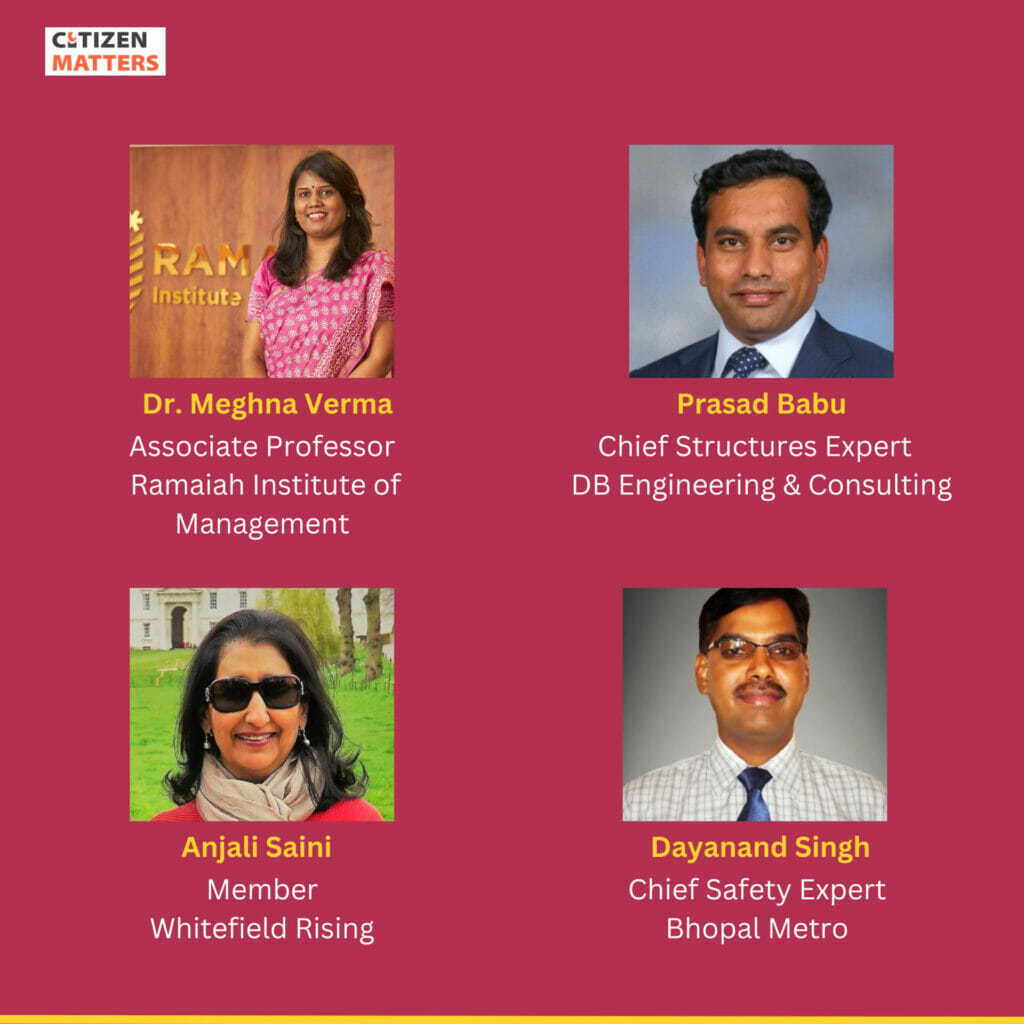 Poster showing the panellists for the event 'Living with Metro Construction'