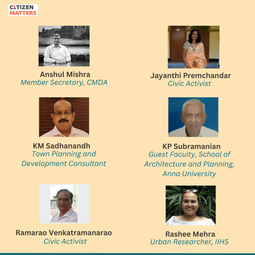 Poster showing panellists at the event, "Will Chennai's Third Master Plan Meet People's Expectations?"