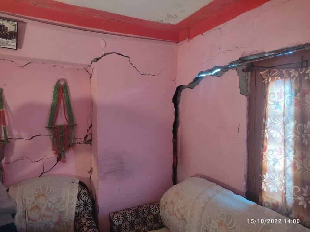 A damaged home in Joshimath