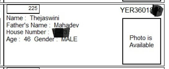A voter registered as Thejaswini in Kannada, but with a different name, Joseph, in English. 