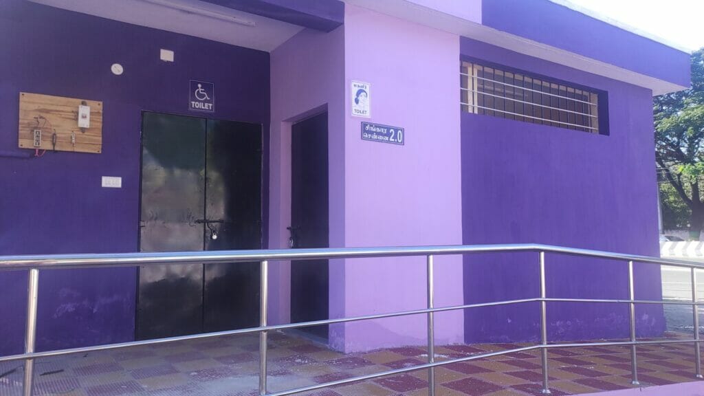 locked public toilet with ramp in South Chennai