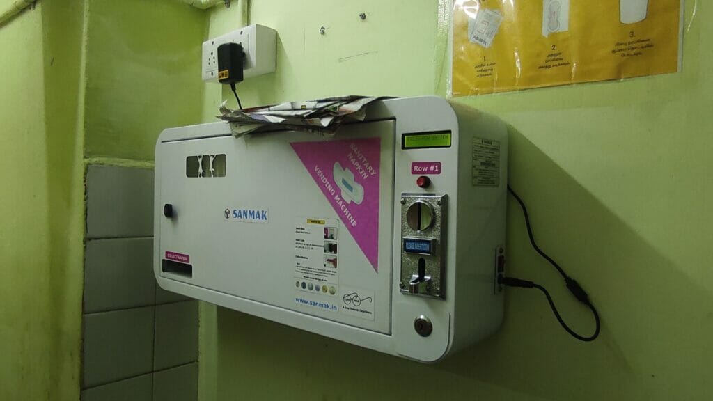 sanitary napkin machine in a public toilet in Thiruvanmiyur