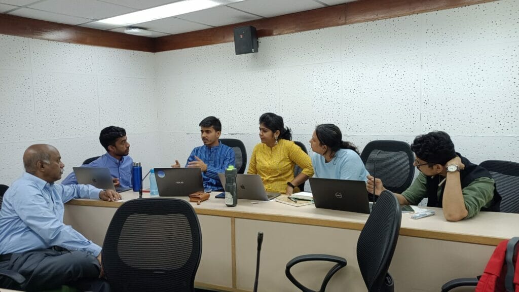 Datajam on traffic held at Indian Institute for Management, Bengaluru. One of the team brainstorming ideas. 