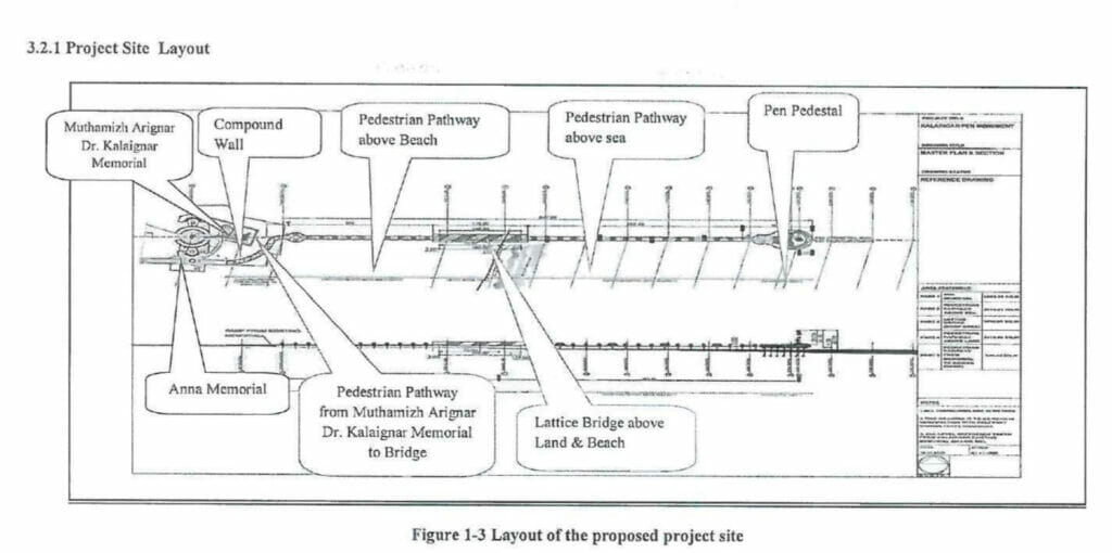 Screenshot of the project site layout of Pen Monument in Chennai