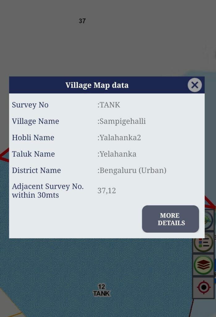 Screenshot from Dishaank App of Venkateshpura lake area