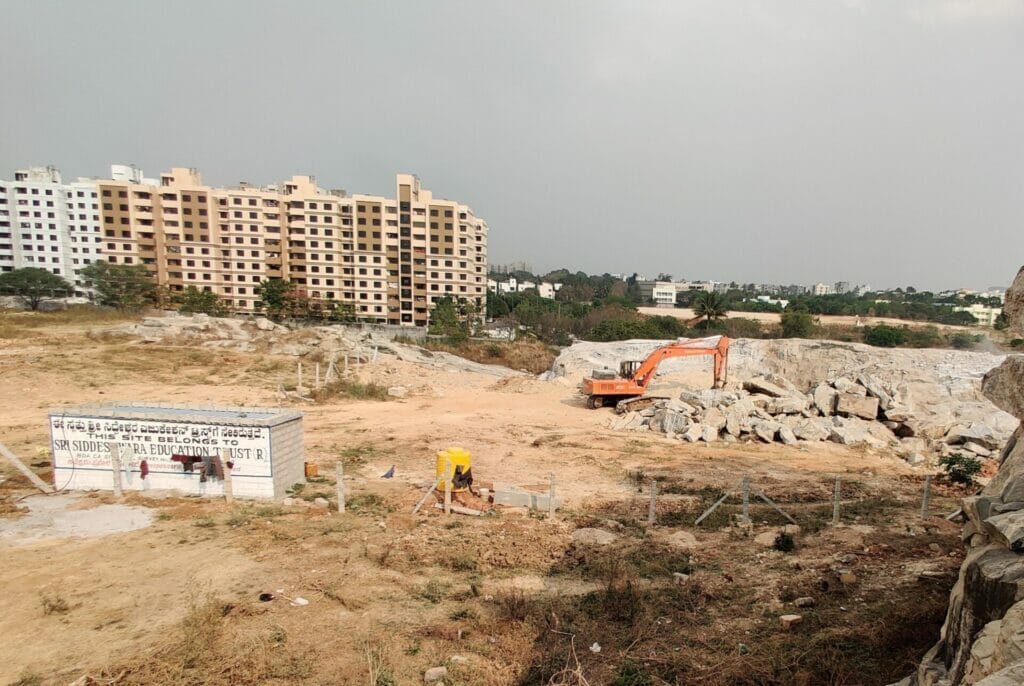 Construction work near Venkateshpura lake