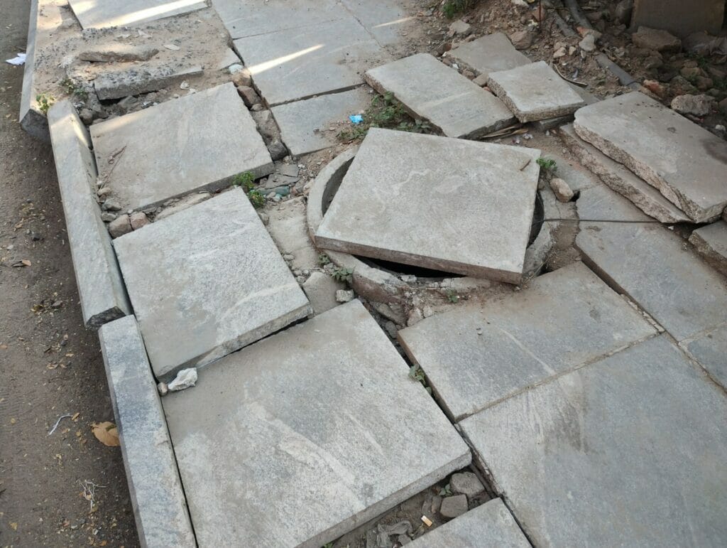 granite slab on footpath