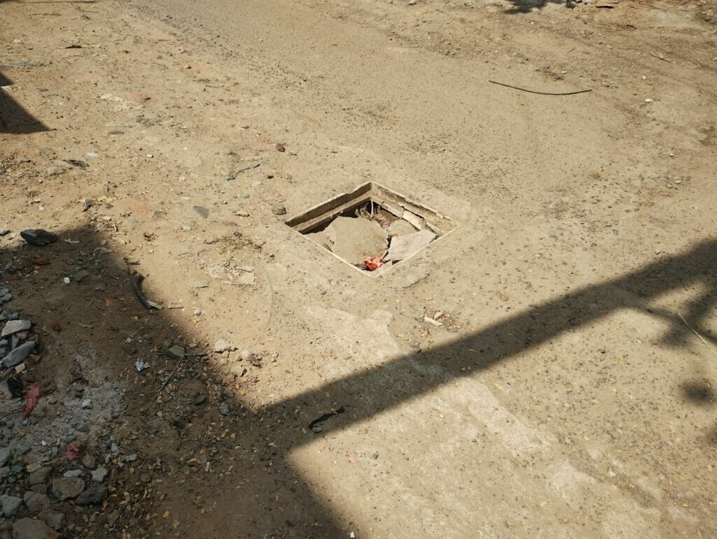 open pit on chennai roads