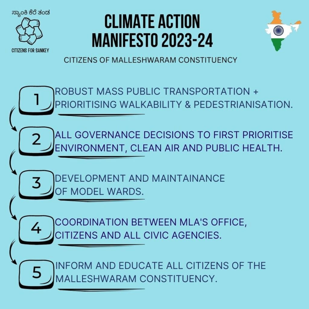 Summary of Malleshwaram's five point climate action manifesto. 