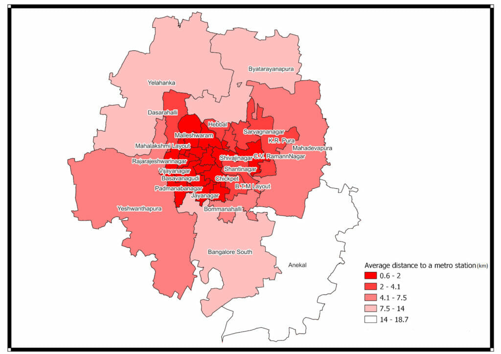 Map of proximity to metro stations by Bengaluru Assembly constituencies