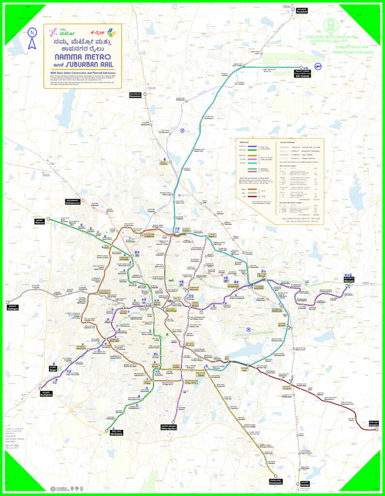 Map of all the planned Metros and Suburban rail network in Bengaluru