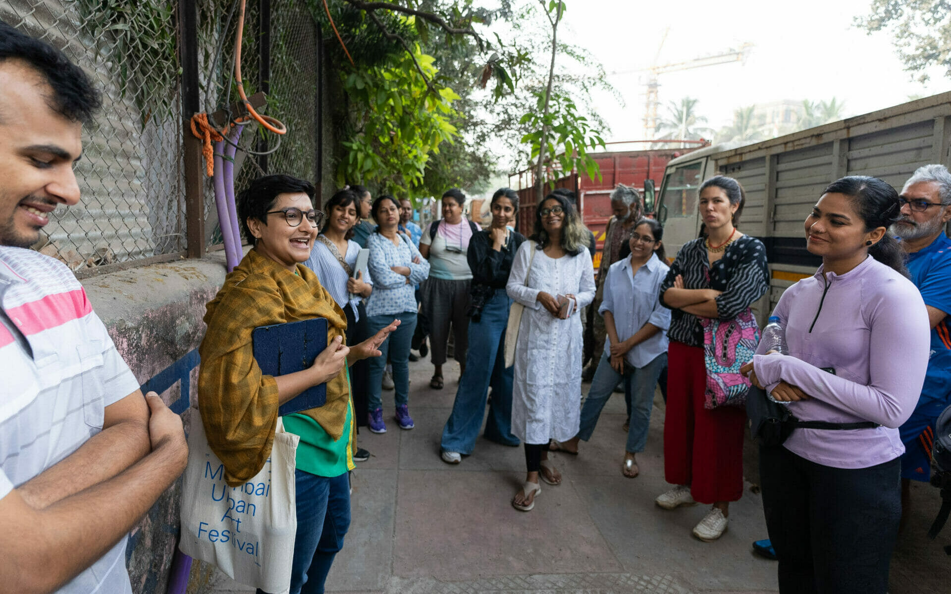 Sananda with a group of nature lovers during a tree walk, where she explains about seasonal flowers and impact of climate change. 