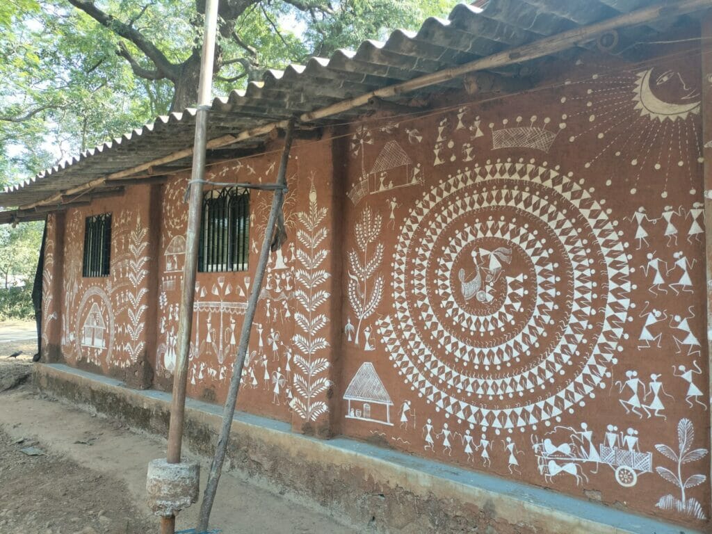 Warli art on the walls of a house