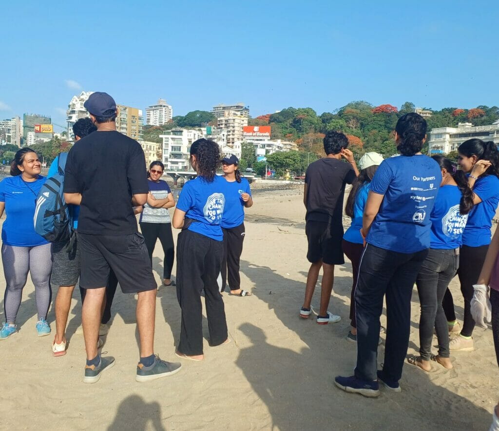 Members of Change Is Us during the beach clean-up.
