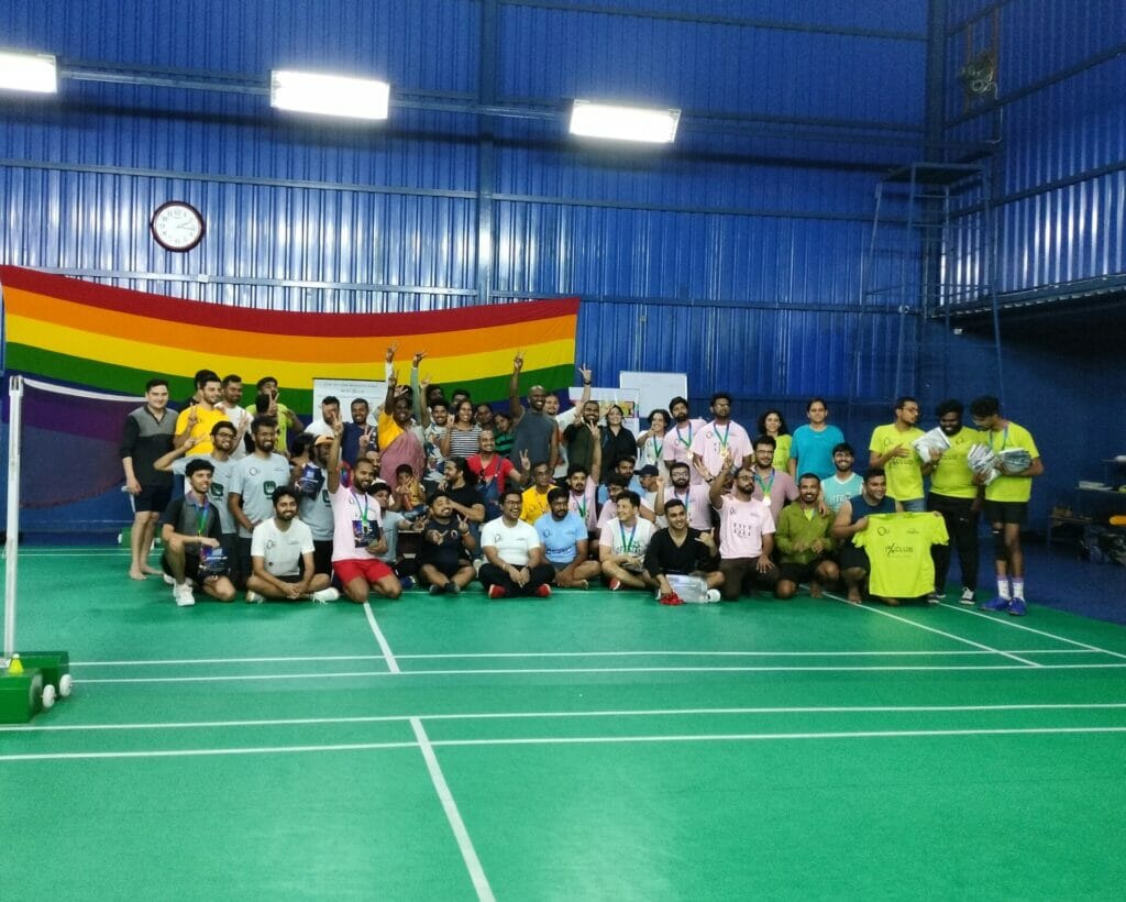 Akkai Padmashali at Queer Badminton League with her team