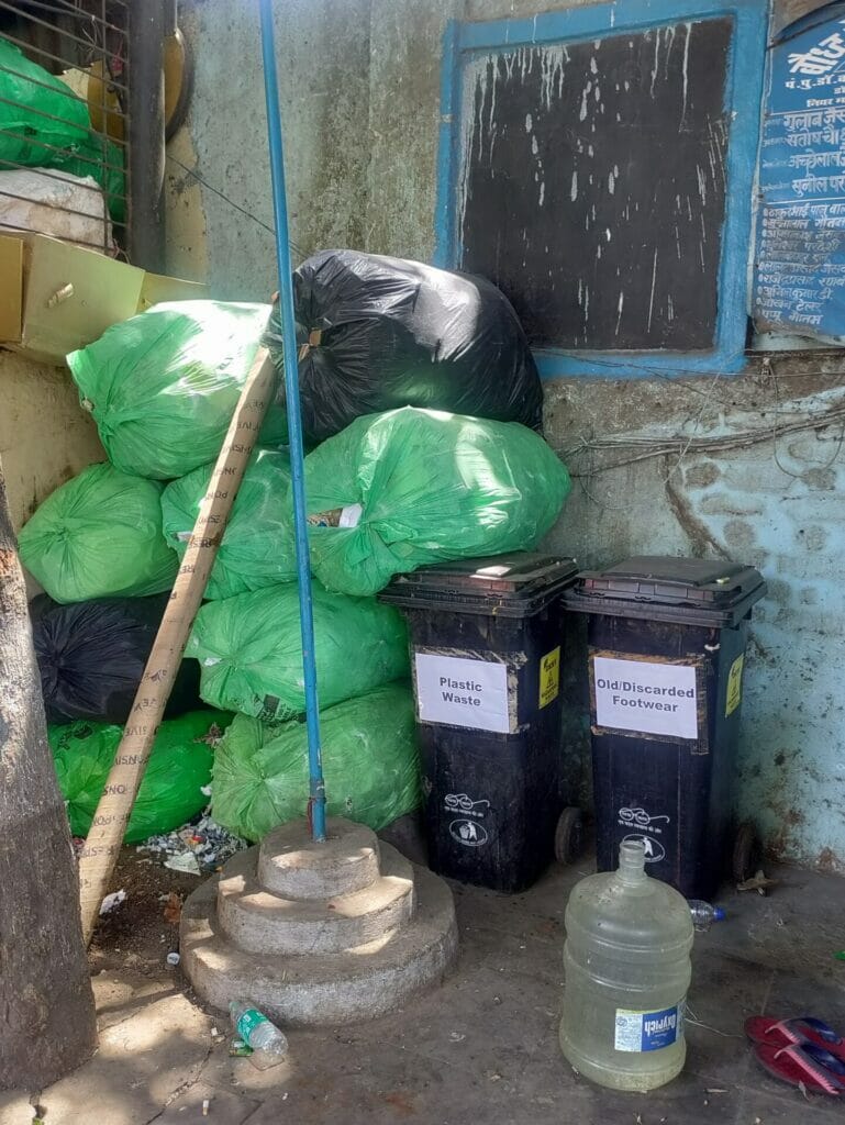 segregated dry waste such as plastic and discarded footwear