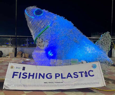 A fishing model made by PET bottles at Mumbai. 