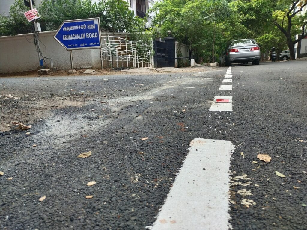 edges painted on Arunachalam road