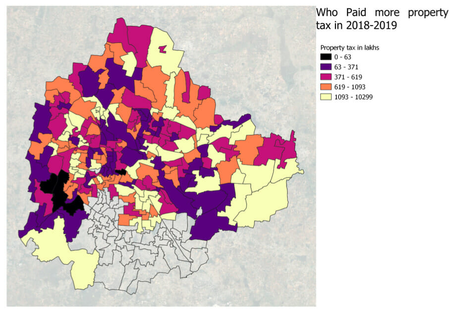 a map of who paid more property tax in Bengaluru