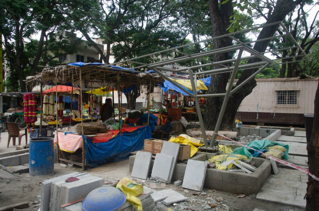 Vending zones being built at Gandhi Bazaar