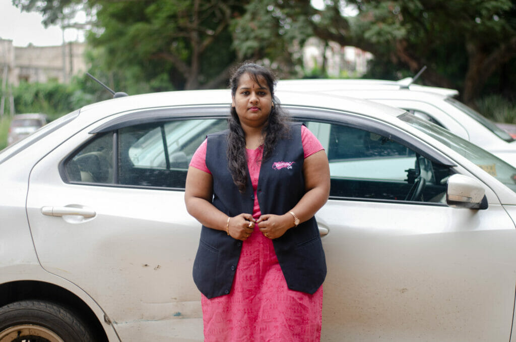 Bhuvana Rani, part time chauffeur with Go Pink Cabs.