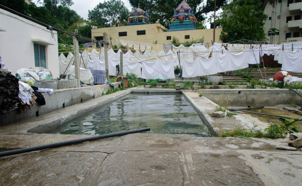 A borewell in the dhobi ghat