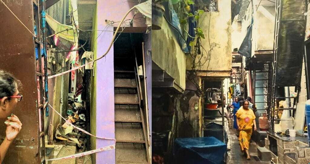 After a house collapse at Dharavi, the lane in the image was sealed by BMC