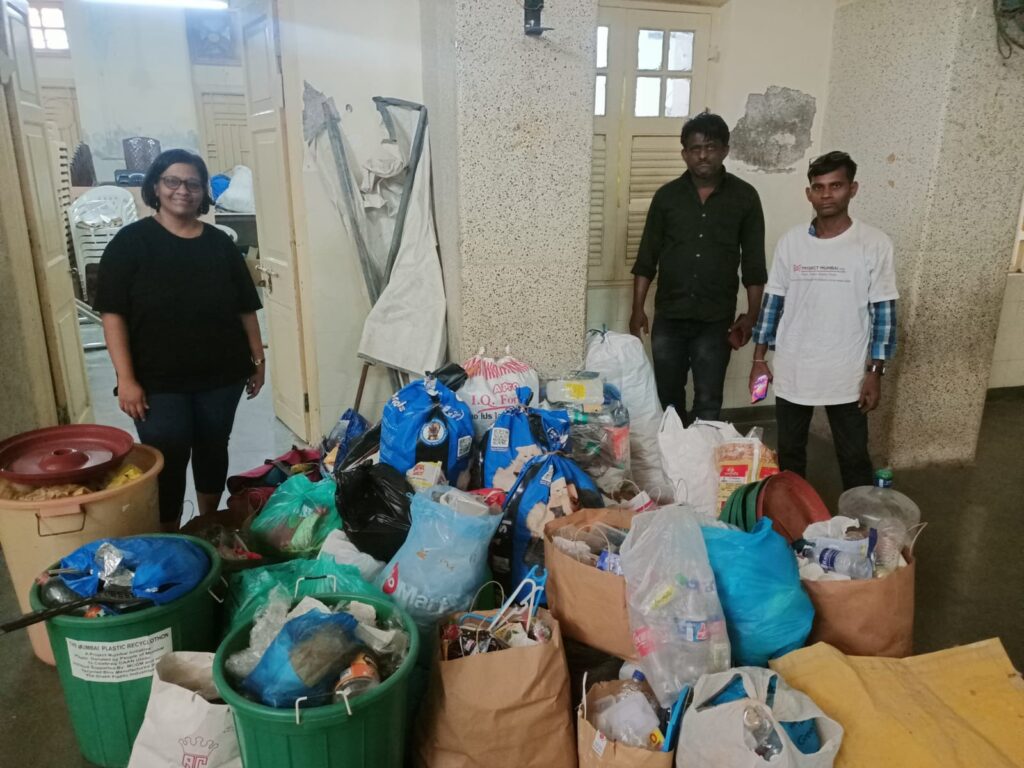 A plastic collection drive with Project Mumbai. Pic: Green Cell