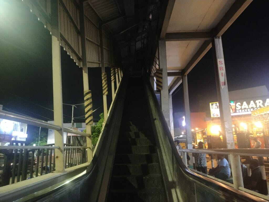 The dysfunctional escalator in a FOB in Velachery-Taramani link road