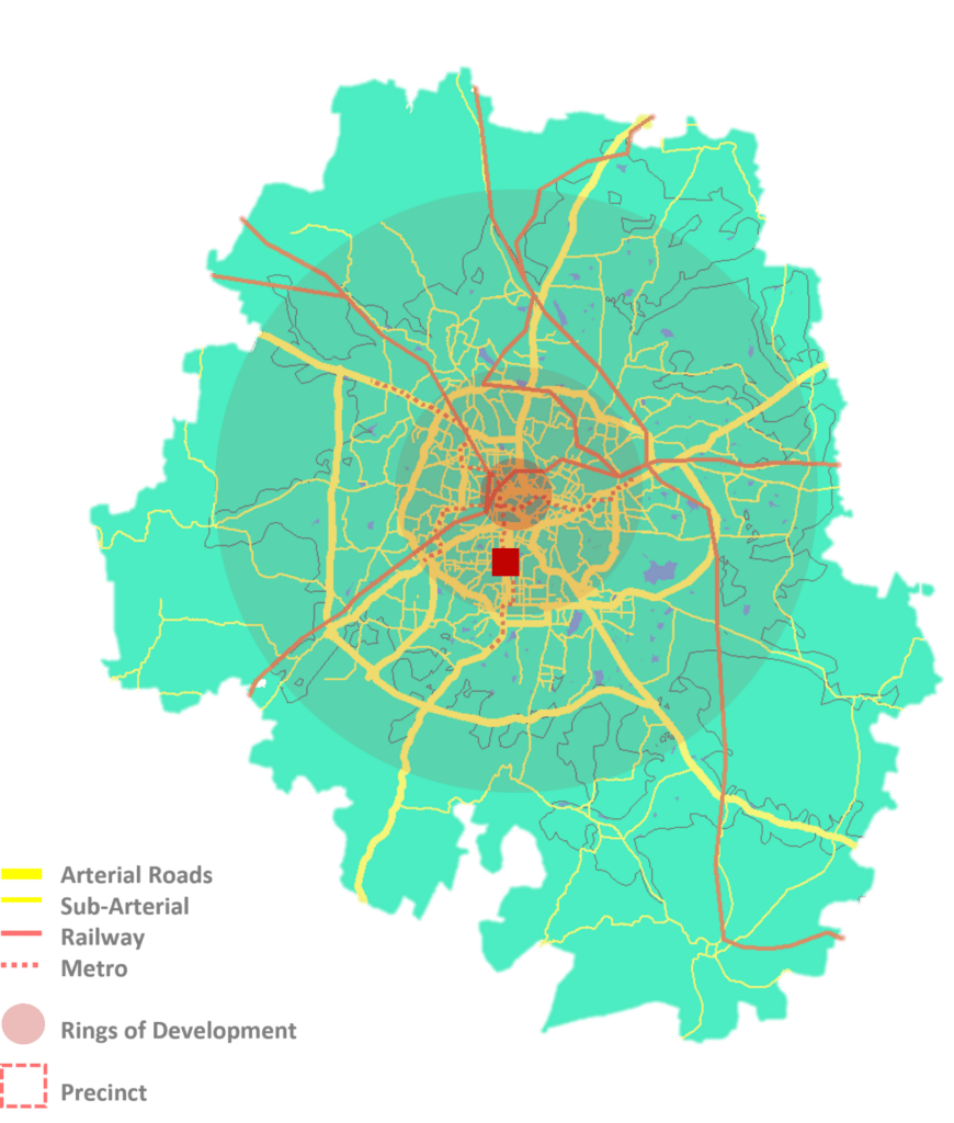 Bengaluru city map with roads and transport modes