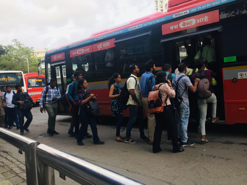  Mumbaikars travelling by AC single-decker bus.