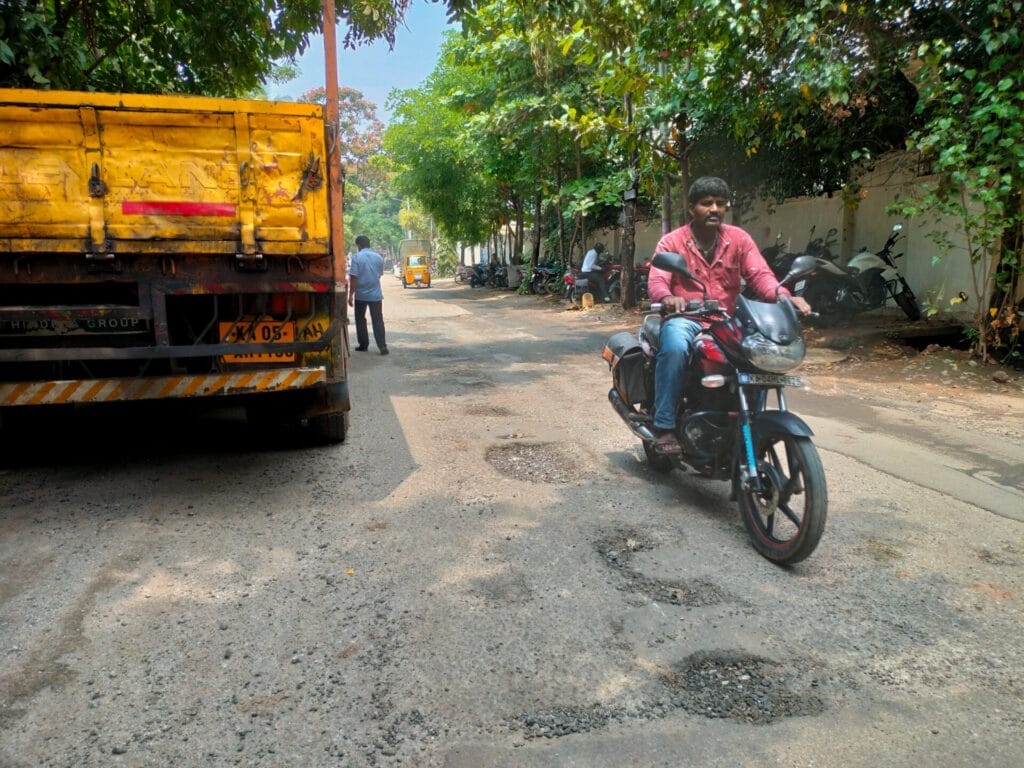 A road with potholes