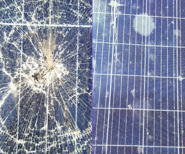 Damaged solar panels