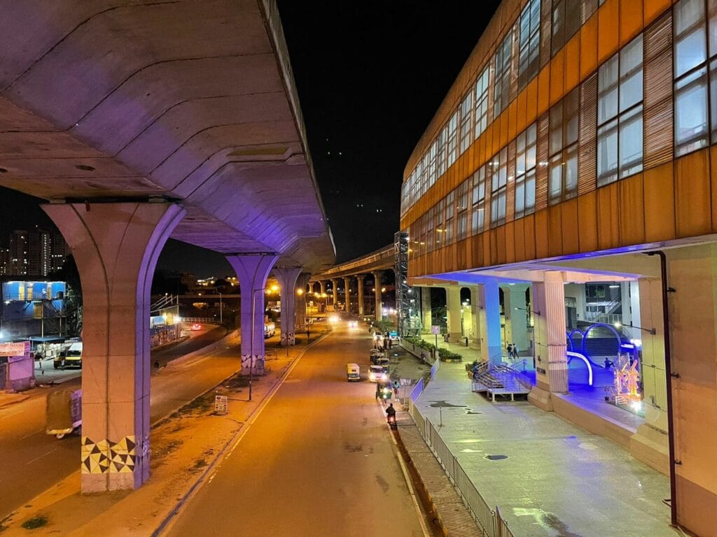 Mysore road metro station and Nayandahalli flyover. 