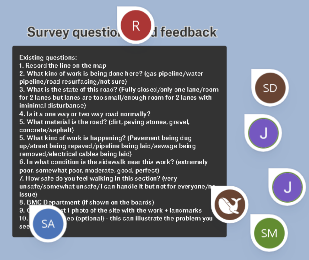 survey questions and feedback 