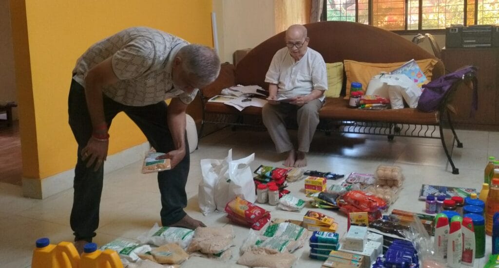 sorting of deliveries from grahak sangh at a member's house