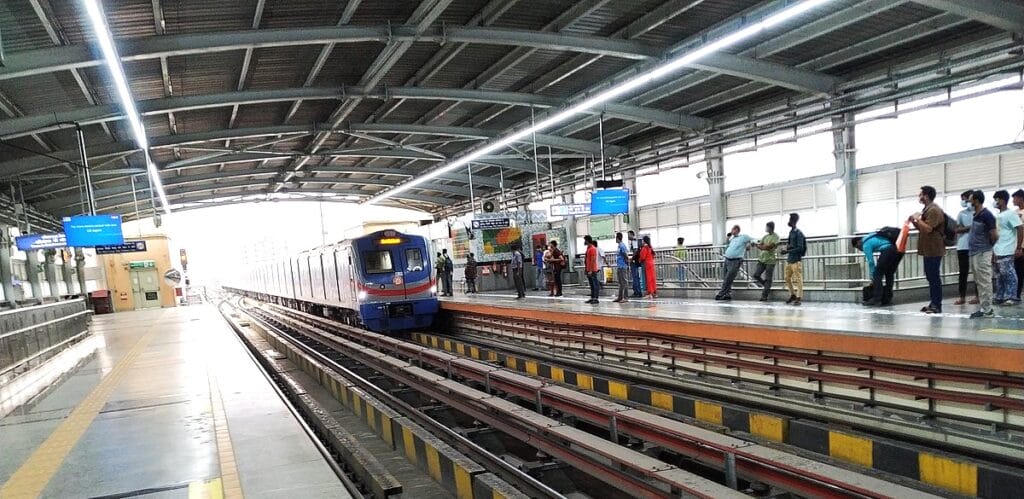 Representational image: A metro train arriving at Baranagar Metro station in Kolkata, India.