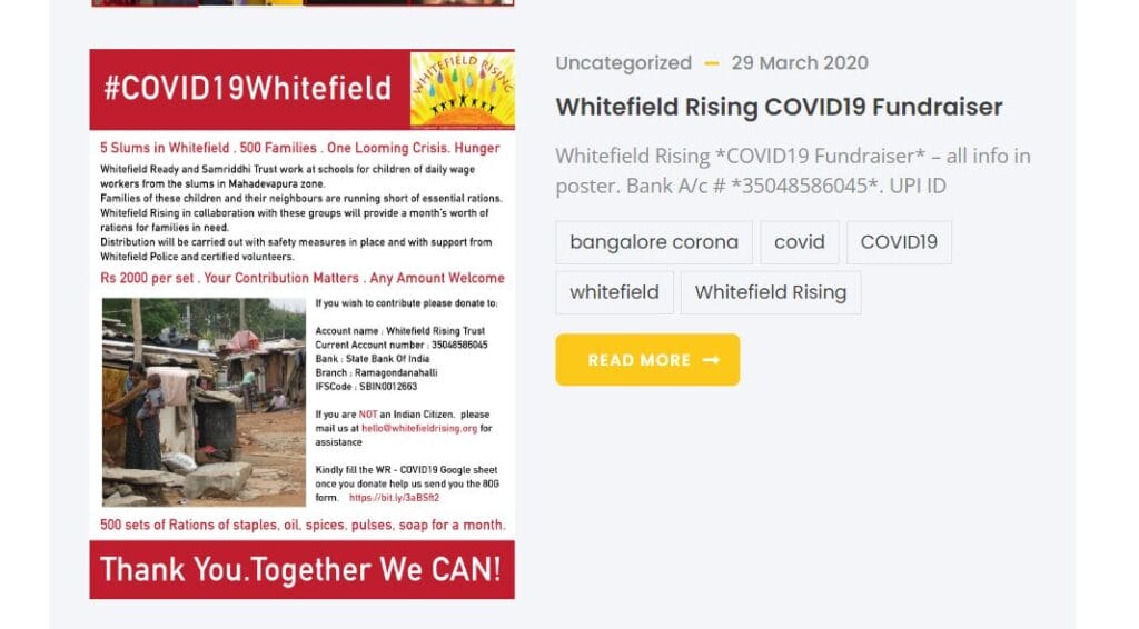 COVID-19 campaign by the Whitefield Rising