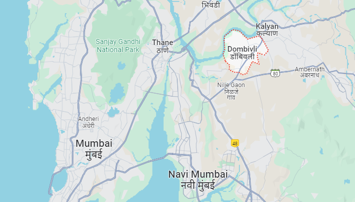 Map of Maharashtra showing Dombivili